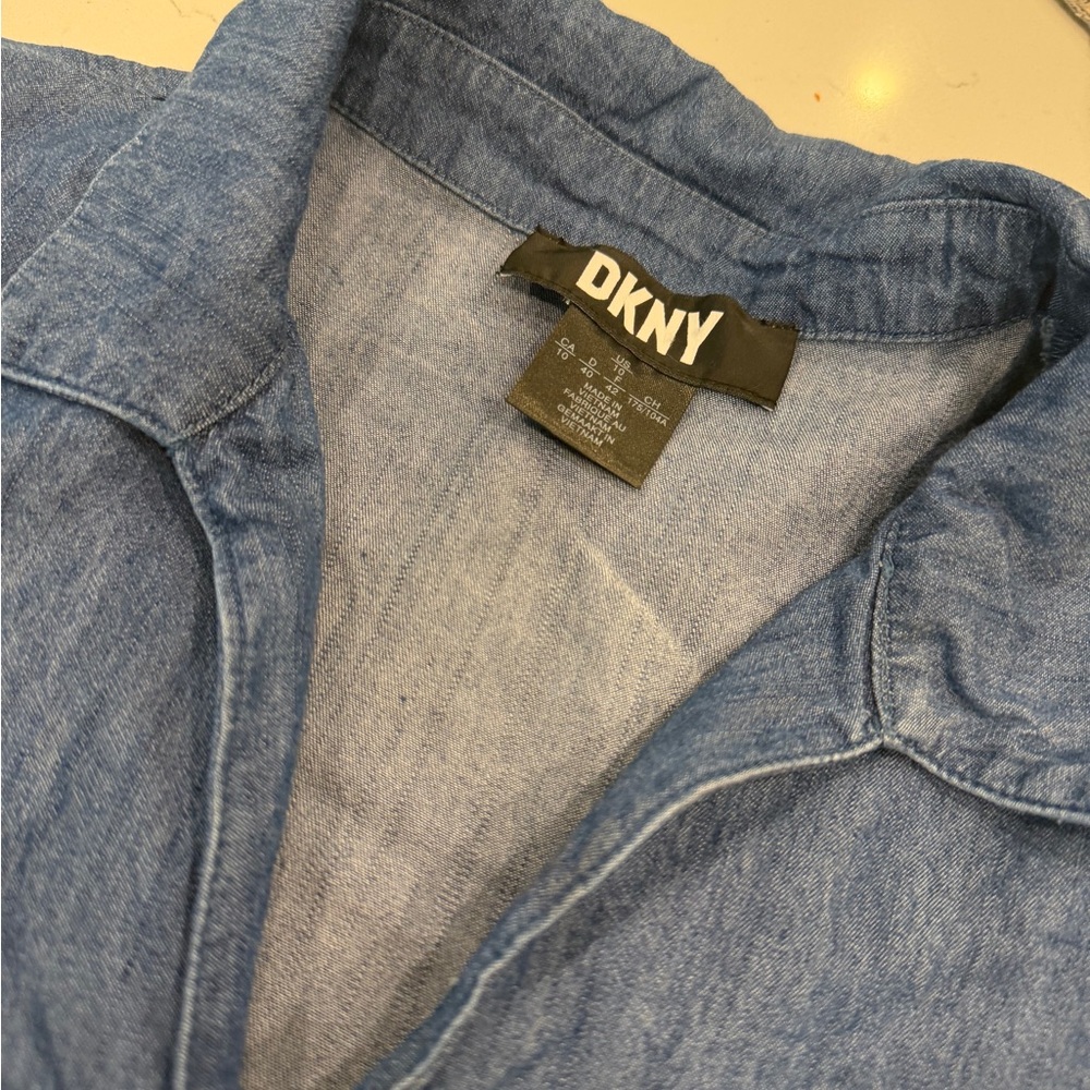 DKNY Blue Chambray Dress with Black Label